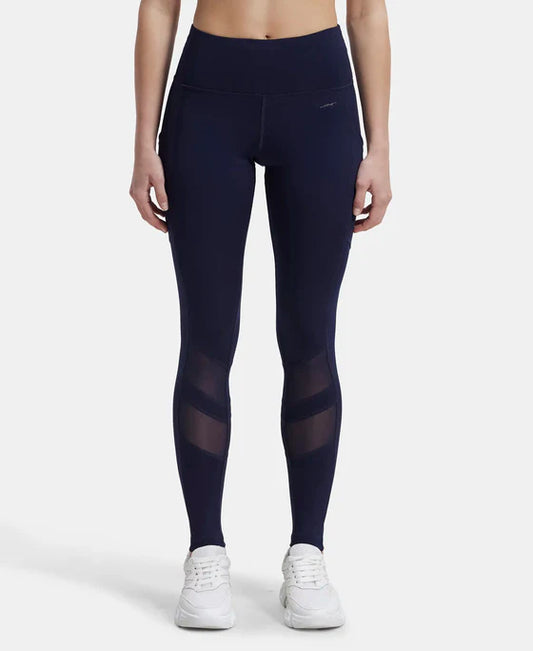 # MW38 Microfiber Elastane Stretch Performance Leggings with Breathable Mesh