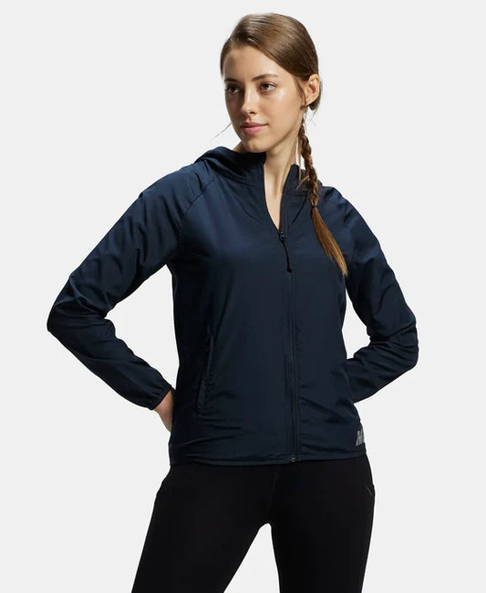 #MW50Microfiber Fabric Relaxed Fit Raglan Styled Water Resistant Hoodie Jacket