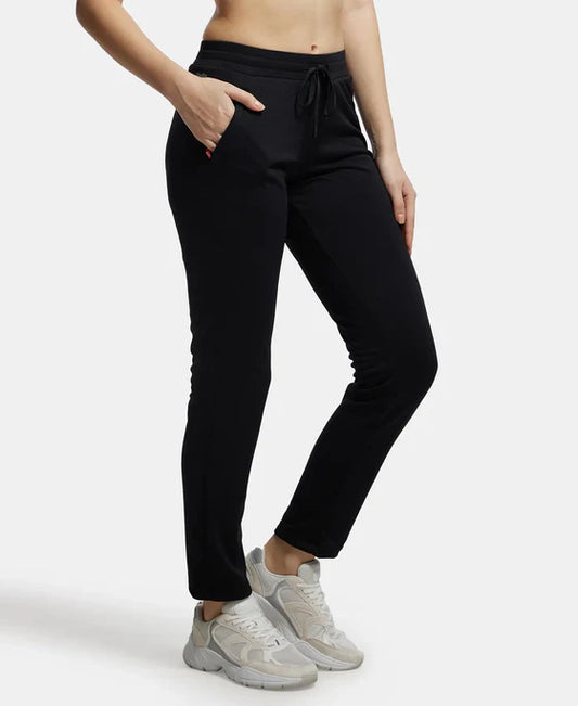 #MW54 Microfiber Fabric Straight Fit Trackpants with Side Zipper Pockets