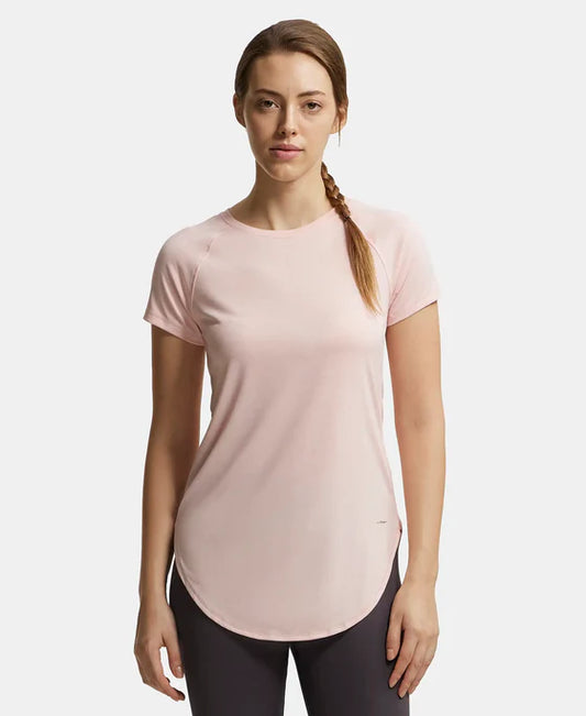 #MW62 Microfiber Fabric Relaxed Fit Solid Curved Hem Styled Half Sleeve T-Shirt