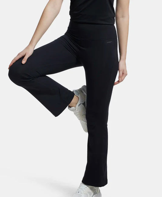 #MW77 Microfiber Elastane Stretch Regular Fit Flared Pants with StayFresh Treatment
