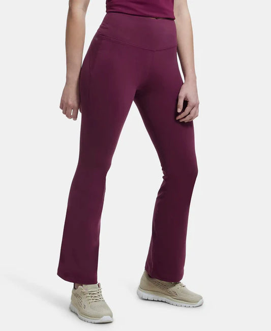 #MW77 Microfiber Elastane Stretch Regular Fit Flared Pants with StayFresh Treatment