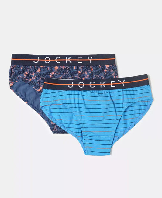 #NB01 Super Combed Cotton Elastane Stretch Printed Brief with Ultrasoft Waistband