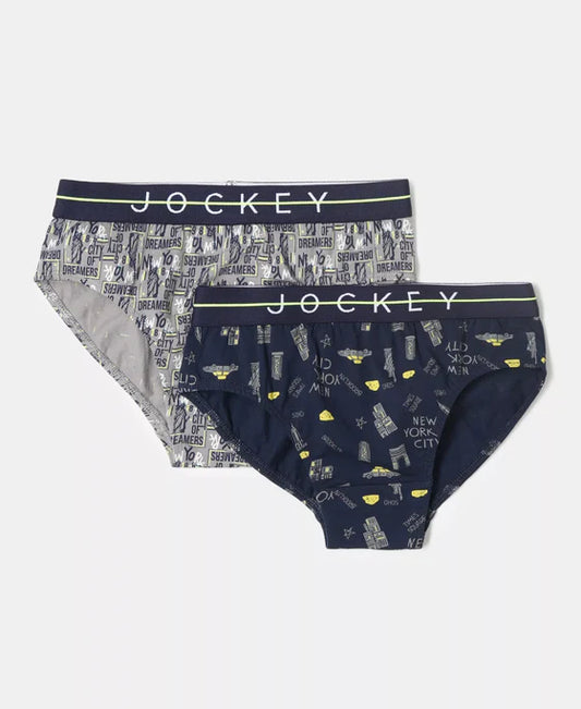 #NB01 Super Combed Cotton Elastane Stretch Printed Brief with Ultrasoft Waistband