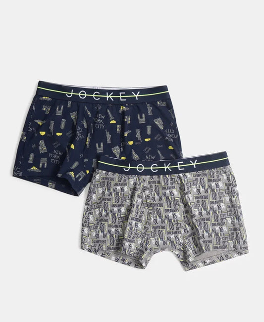 #NB02 Super Combed Cotton Elastane Stretch Printed Trunk with Front Open Fly and Ultrasoft Waistband