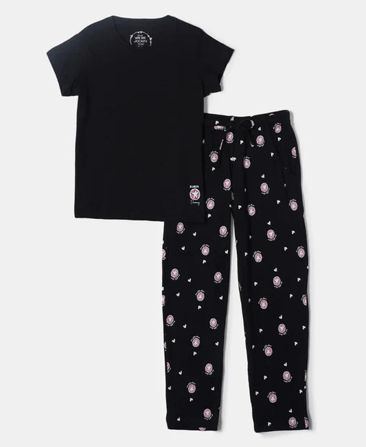 #RG12 Girl's Super Combed Cotton Short Sleeve T-Shirt and Printed Pyjama Set