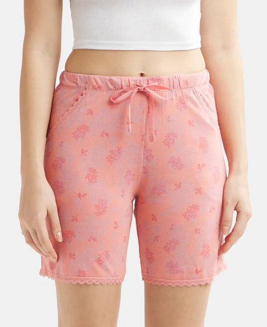 #RX10 Micro Modal Cotton Relaxed Fit Printed Shorts with Side Pockets -