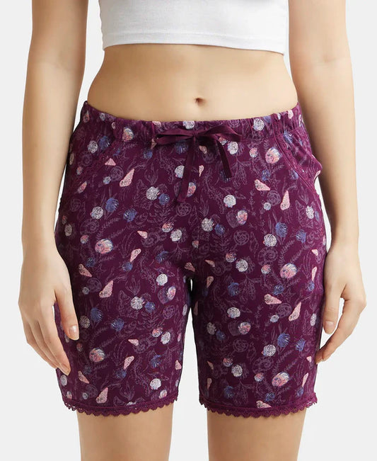 #RX10 Micro Modal Cotton Relaxed Fit Printed Shorts with Side Pockets -