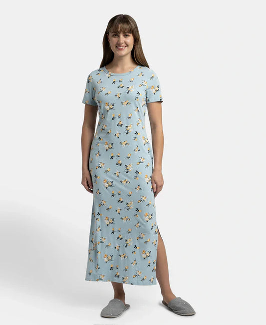 #RX79 Super Combed Cotton Long Length Printed Lounge Dress