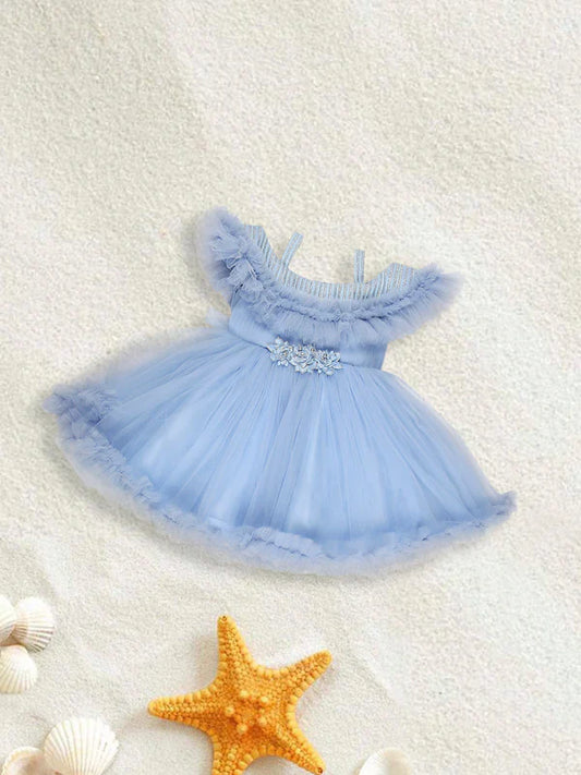 Light Blue Dress with Off-the-Shoulder Straps