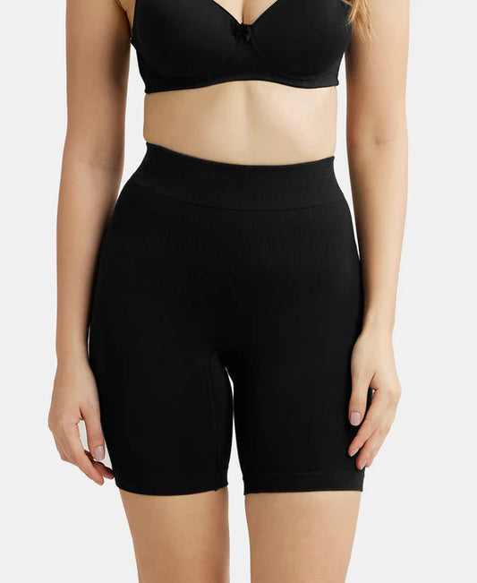 #SH03 Mid Waist Cotton Rich Elastane Stretch Seamfree Shorts Shapewear with Breathable Inner Thigh Panel