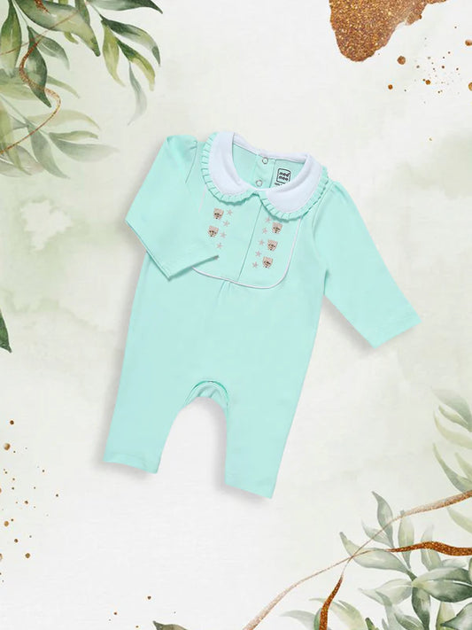 Mint Green Baby Romper  with Peter Pan Collar