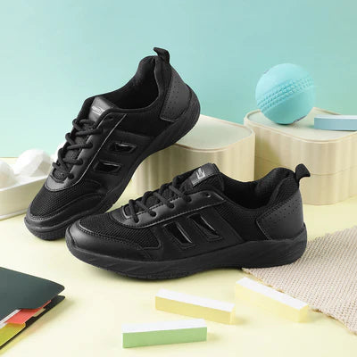 Force 10 Black Lacing Uniform School Shoes For Kids SKOLGAME-L By Liberty