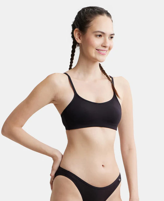 #SS12 Wirefree Non Padded Super Combed Cotton Elastane Stretch Full Coverage Beginners Bra with Adjustable Straps