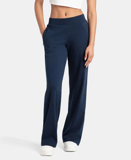 #U102 Super Combed Cotton Rich Relaxed Fit Wide Leg Pants with Zipper Pockets