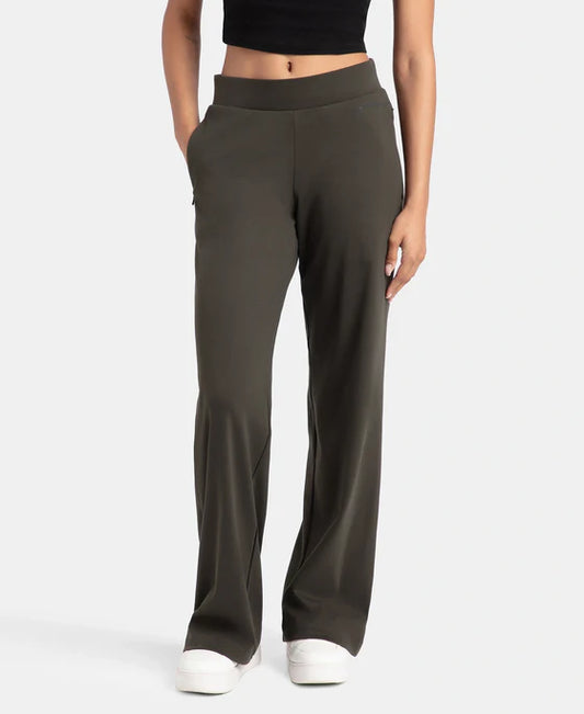 #U102 Super Combed Cotton Rich Relaxed Fit Wide Leg Pants with Zipper Pockets