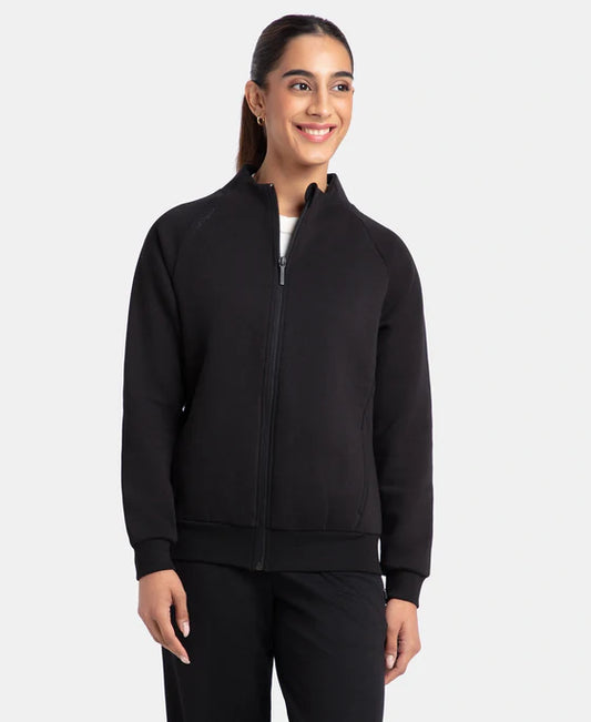 #U108Super Combed Cotton Rich Fleece Fabric Full Zip High Neck Jacket with Front Pockets