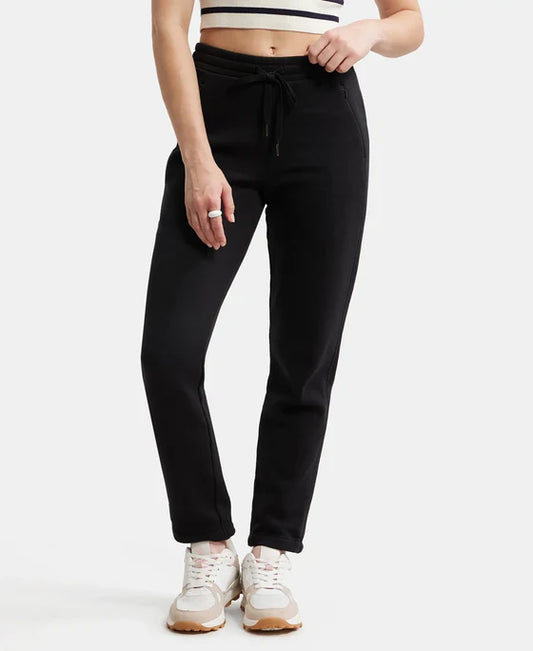 #U110 Super Combed Cotton Rich Fleece Fabric Relaxed Fit Trackpants With Zipper Pockets -