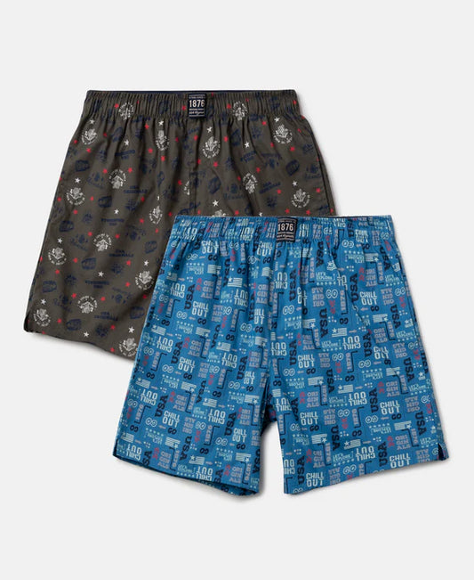 #UB08 Super Combed Mercerized Cotton Woven Fabric Printed Boxer Shorts