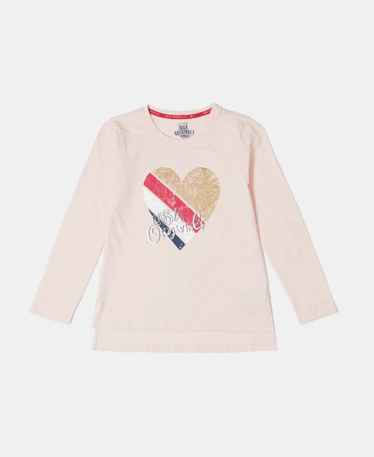 #UG11 Girl's Super Combed Cotton Graphic Printed Full Sleeve T-Shirt -