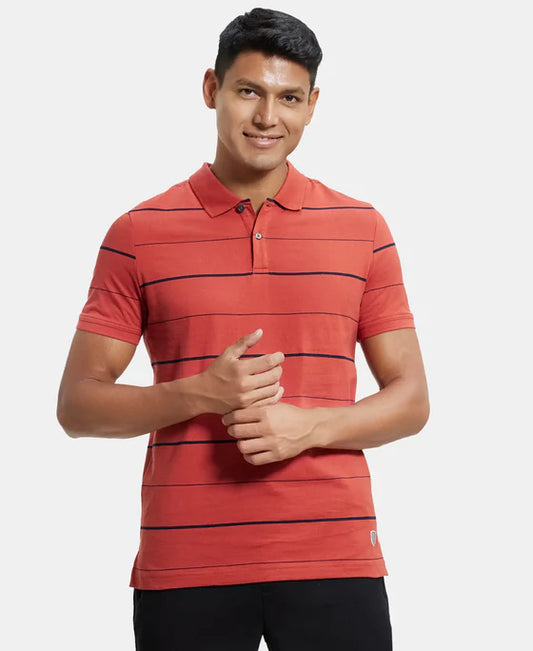 #UM15 Super Combed Cotton Rich Striped Half Sleeve Polo T-Shirt