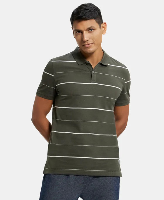 #UM15 Super Combed Cotton Rich Striped Half Sleeve Polo T-Shirt
