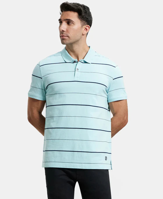 #UM15 Super Combed Cotton Rich Striped Half Sleeve Polo T-Shirt