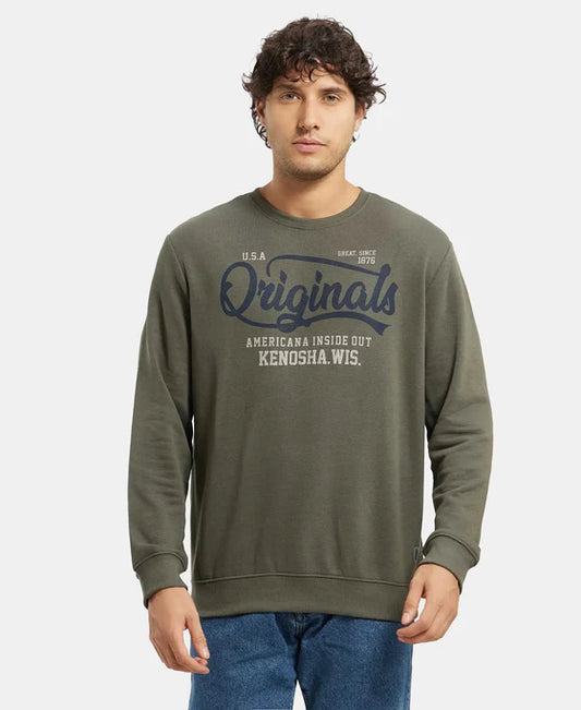 #UM51 Super Combed Cotton Rich French Terry Printed Sweatshirt with Ribbed Cuffs
