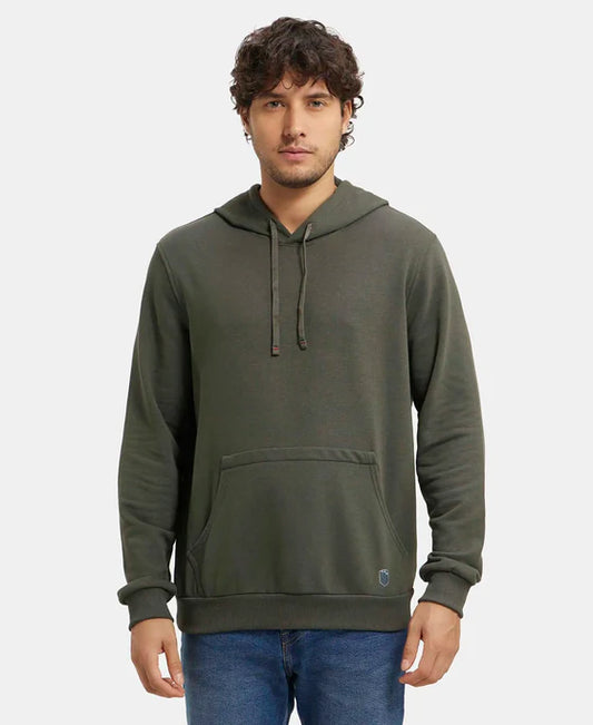 #UM54 Super Combed Cotton Rich French Terry Hoodie Sweatshirt with Ribbed Cuffs