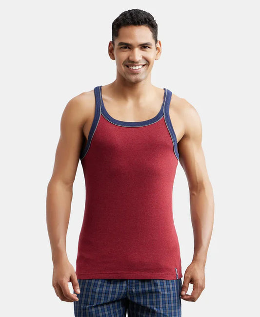 #US54 Super Combed Cotton Rib Square Neck Gym Vest with Graphic Prin