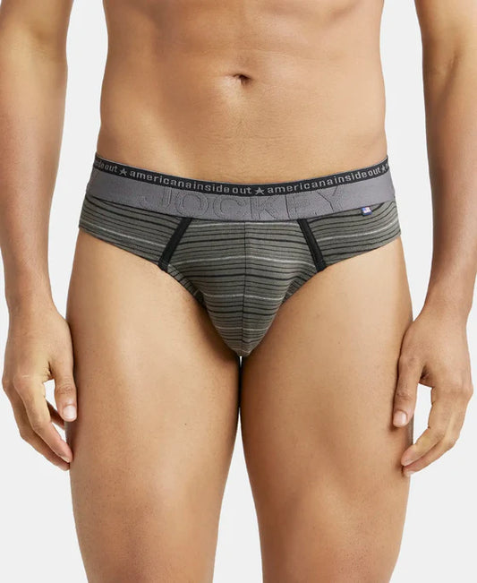 #US67 Super Combed Cotton Elastane Stretch Striped Brief with Ultrasoft Waistband