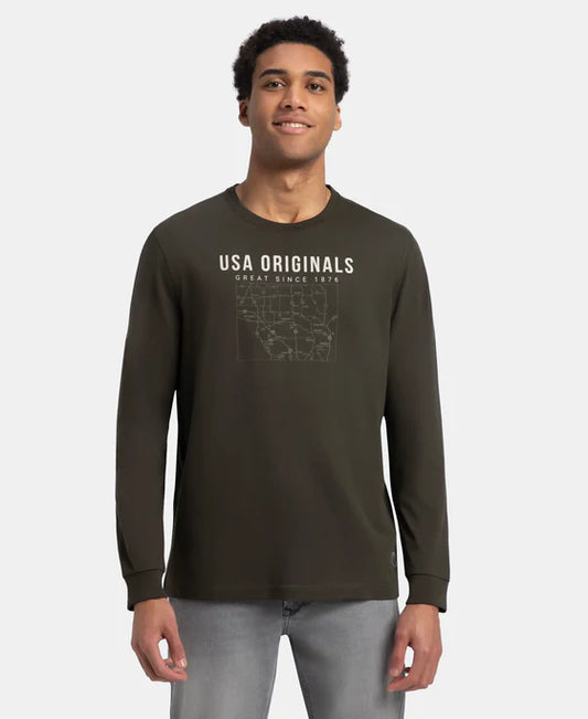 #US82 Super Combed Cotton Rich Graphic Printed Round Neck Full Sleeve T-Shirt