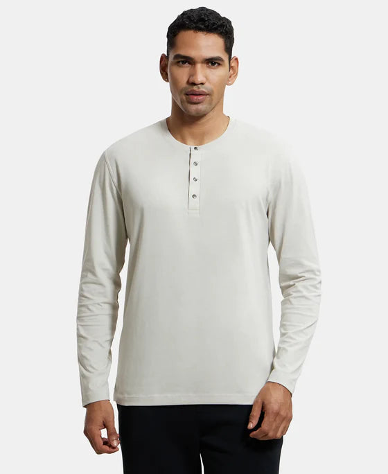 #US87 Super Combed Cotton Rich Solid Full Sleeve Henley T-Shir