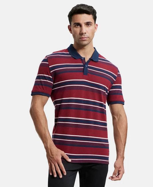 #US93 Super Combed Cotton Rich Striped Polo T-Shirt