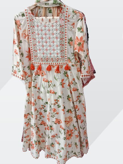 Floral Printed Kurta with Trouser & Dupatta #KS-S25-SK-0022