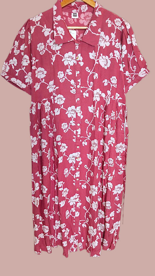 MEE MEE  Printed Rayon Maternity Dress – Stylish, Comfortable & Nursing-Friendly