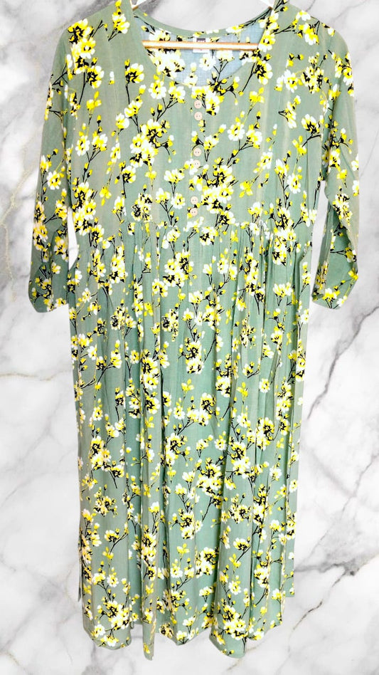 MEE MEE Printed Rayon Maternity Dress – Stylish, Comfortable & Nursing-Friendly