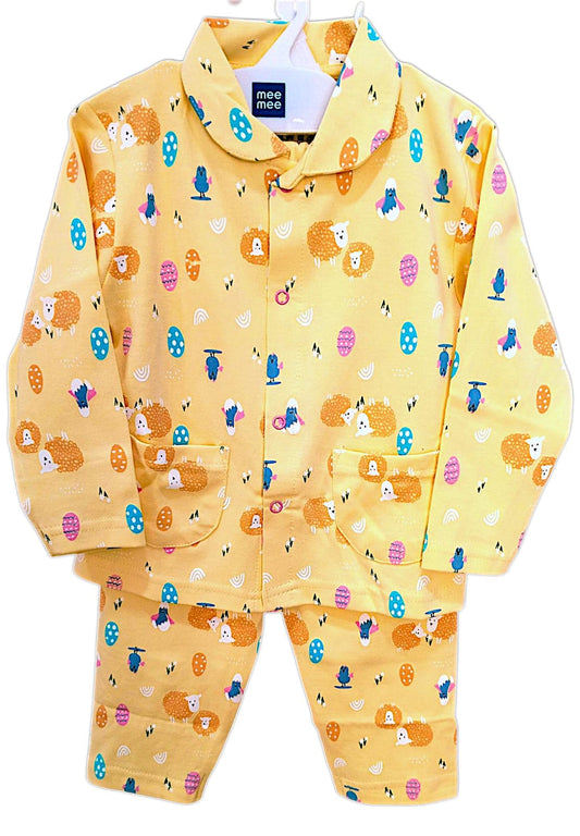 Mee Mee Girls' Cotton Night Suit – Offwhite, Adorable & Cozy