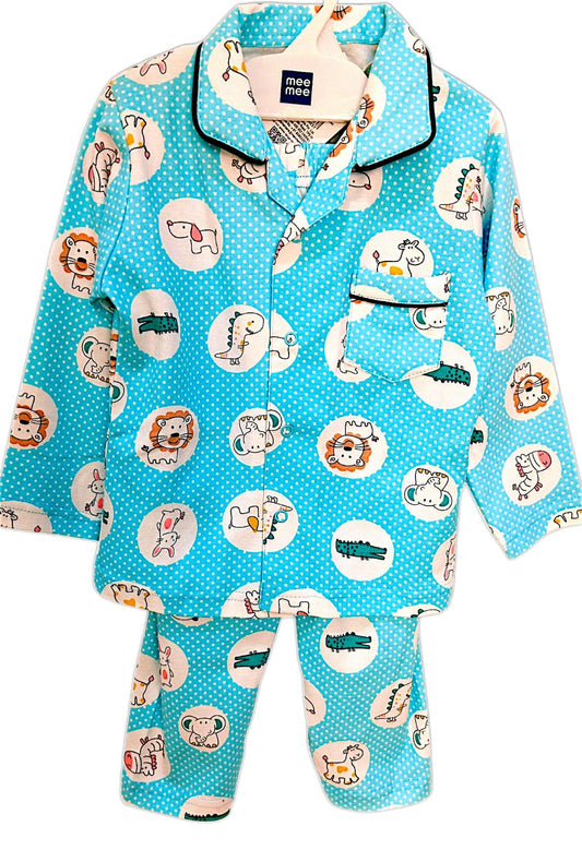 Mee Mee Girls' Cotton Night Suit – Offwhite, Adorable & Cozy