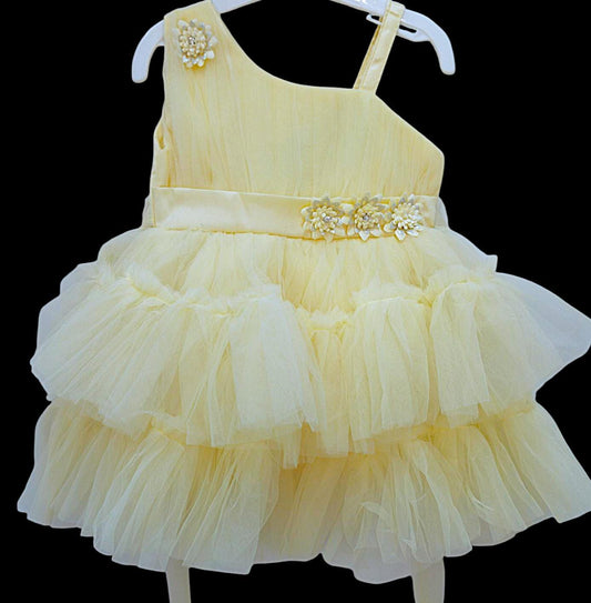 Solid Woven Girls Party Dress