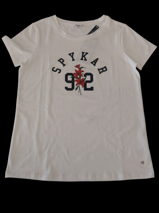 Spykar Women White Blended Regular Fit Half Sleeve Round Neck Printed Tshirt #WKTBC2BC030