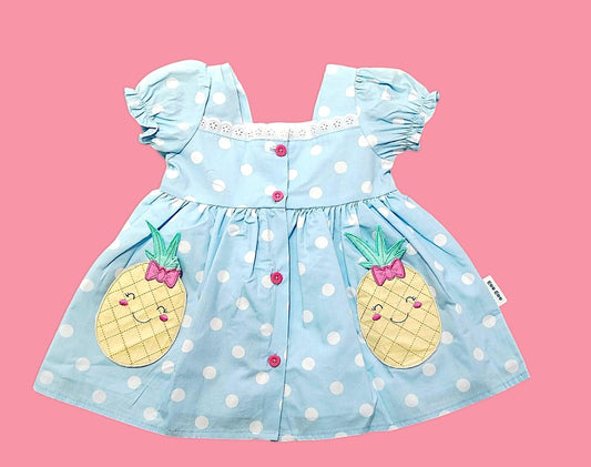 Meemee Charming Grey Cotton Frock for Baby Girls