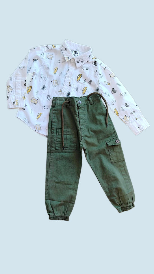 Printed Cotton Trouser Set For Boys