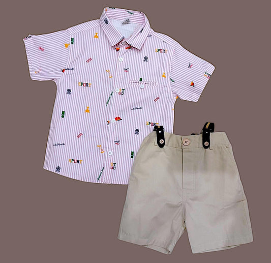 Printed Cotton Trouser Set For Boys
