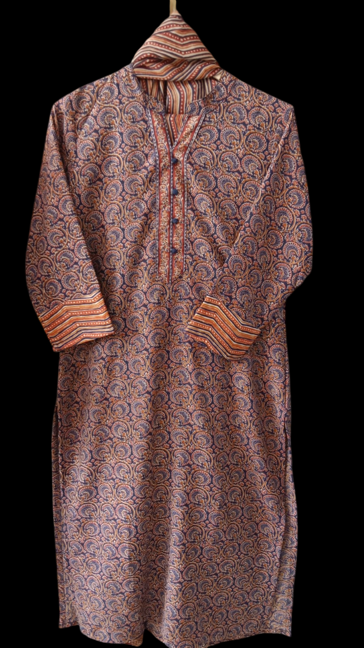 collar ,neck , straight , Kurta with Trousers & Dupatta #KS-S25-SK-0535