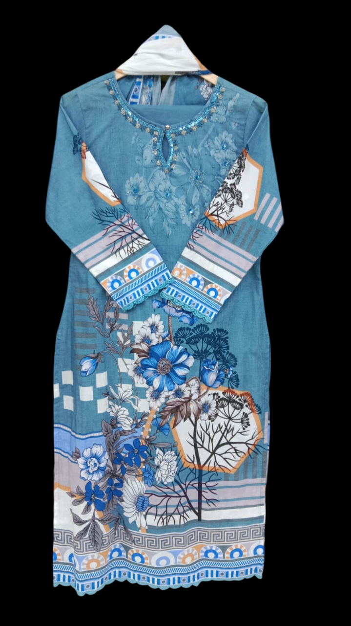 Blue colour, Kurta with Trousers &; Dupatta #KS-A24-SK-0922