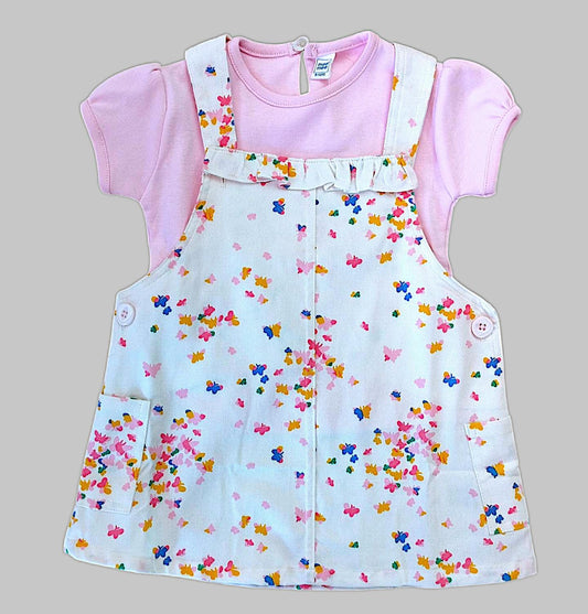 Mee Mee Dark Pink Denim Pinafore Set