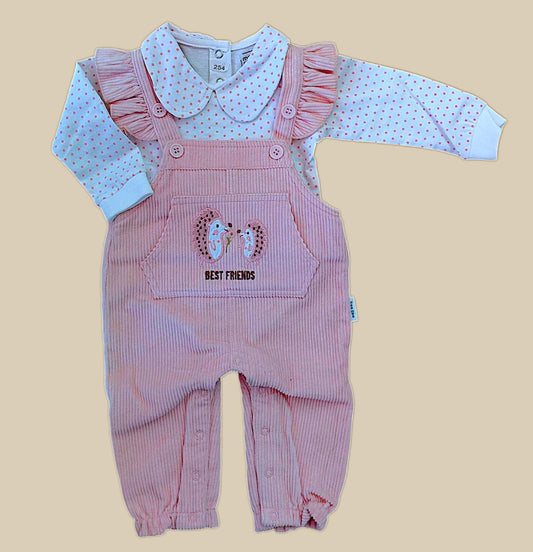 Printed Fleece Romper For Girls - (Pink)
