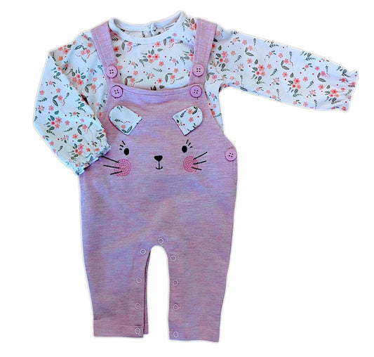Printed Fleece Romper For Girls - (Pink)