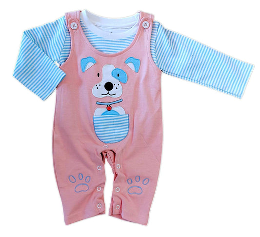 Printed Fleece Romper For Girls - (Pink)